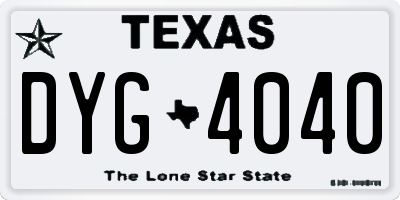 TX license plate DYG4040