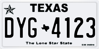 TX license plate DYG4123
