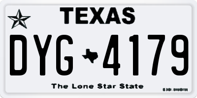 TX license plate DYG4179