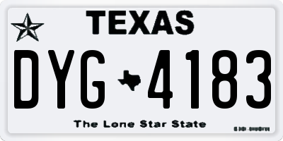 TX license plate DYG4183