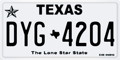 TX license plate DYG4204