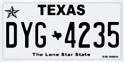 TX license plate DYG4235