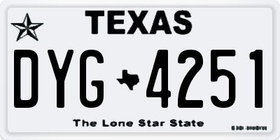 TX license plate DYG4251