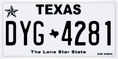 TX license plate DYG4281