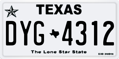 TX license plate DYG4312