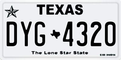 TX license plate DYG4320