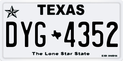 TX license plate DYG4352