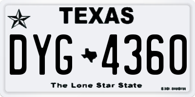 TX license plate DYG4360