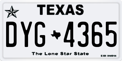 TX license plate DYG4365