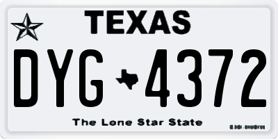 TX license plate DYG4372