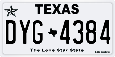 TX license plate DYG4384