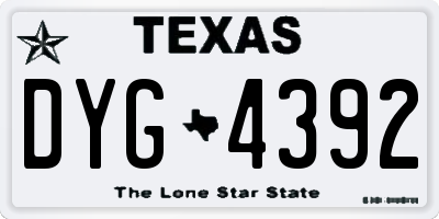 TX license plate DYG4392