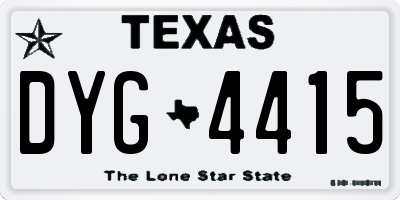 TX license plate DYG4415