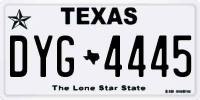 TX license plate DYG4445