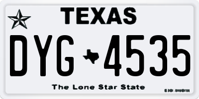 TX license plate DYG4535
