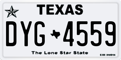 TX license plate DYG4559
