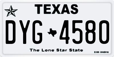 TX license plate DYG4580