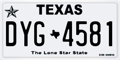 TX license plate DYG4581