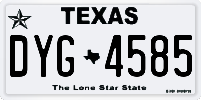 TX license plate DYG4585