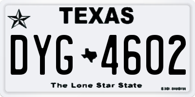 TX license plate DYG4602