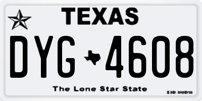 TX license plate DYG4608