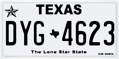 TX license plate DYG4623