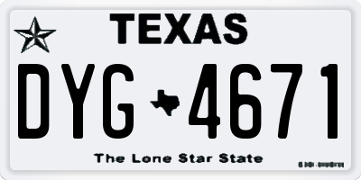 TX license plate DYG4671