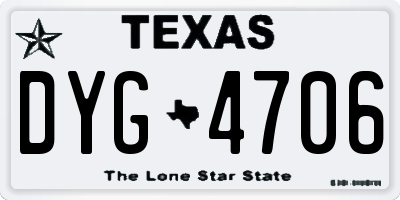 TX license plate DYG4706