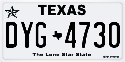 TX license plate DYG4730