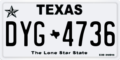 TX license plate DYG4736