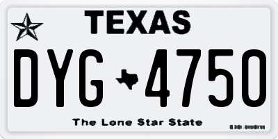 TX license plate DYG4750