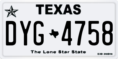 TX license plate DYG4758