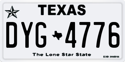 TX license plate DYG4776