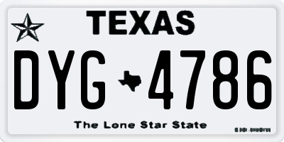 TX license plate DYG4786