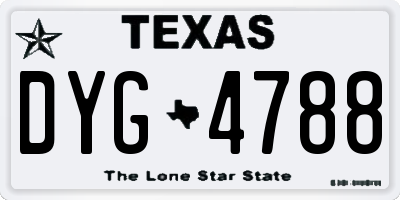TX license plate DYG4788