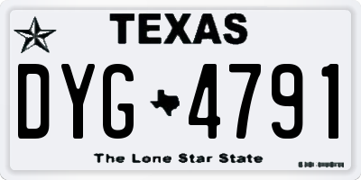 TX license plate DYG4791