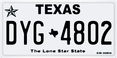 TX license plate DYG4802