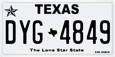 TX license plate DYG4849