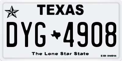 TX license plate DYG4908