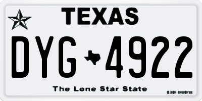 TX license plate DYG4922