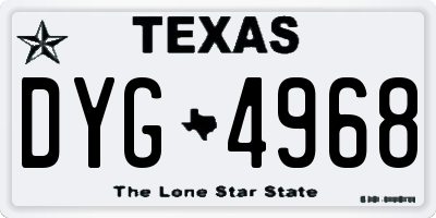 TX license plate DYG4968