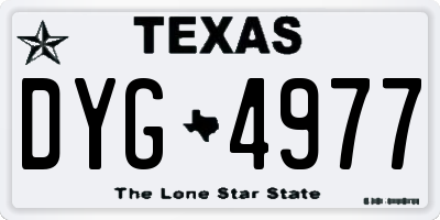 TX license plate DYG4977