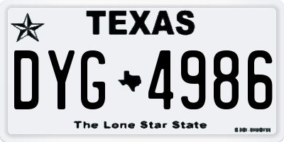 TX license plate DYG4986