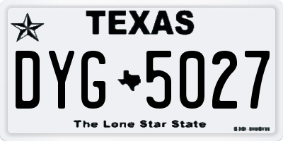 TX license plate DYG5027