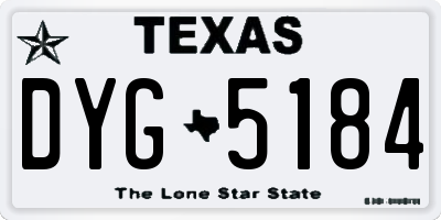 TX license plate DYG5184