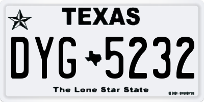 TX license plate DYG5232