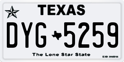 TX license plate DYG5259