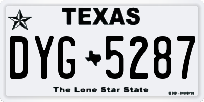 TX license plate DYG5287