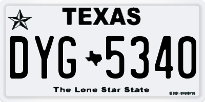 TX license plate DYG5340