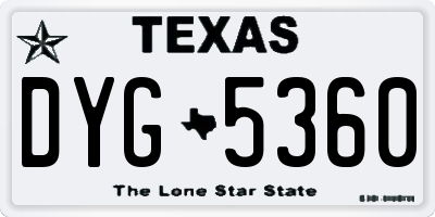 TX license plate DYG5360